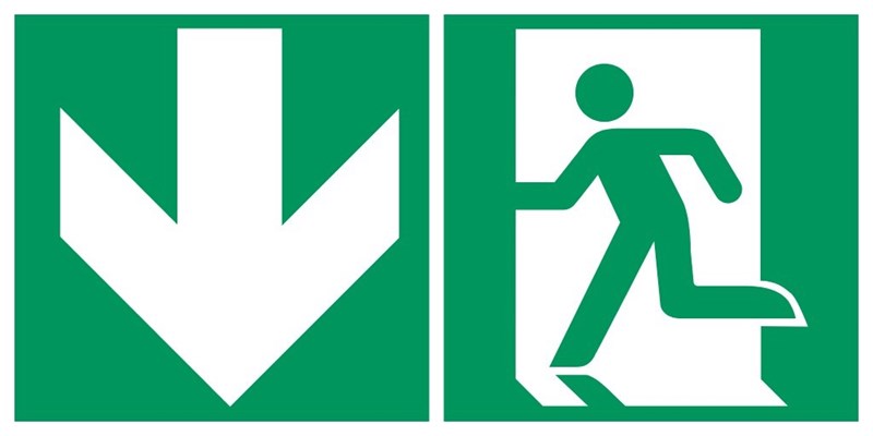 Sortie de secours flèche gauche bas - Pictogramme