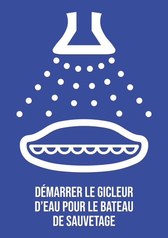 Démarrer le gicleur d'eau pour le bateau de sauvetage - Pictogramme