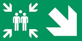 Point de rassemblement flèche droite diagonale bas - Pictogramme