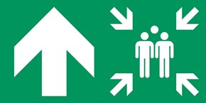 Point de rassemblement flèche gauche haut - Pictogramme