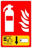 Extincteur type ABC, avec flèche