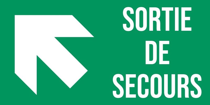 Sortie de secours flèche gauche haut
