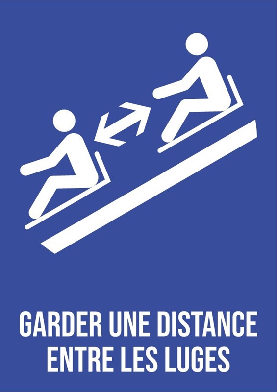 Keep a safe distance between sleds - Pictogram