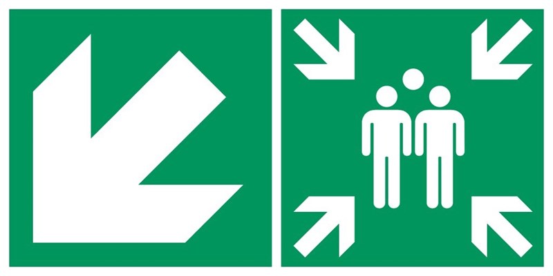 Meeting Point: Left-Diagonal-Down Arrow - Pictogram