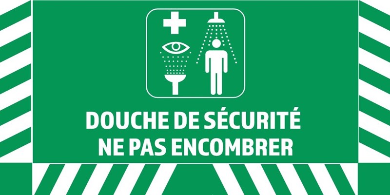 Safety shower—do not block the area—Floor-mounted