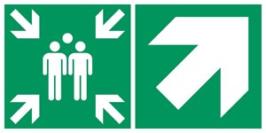 Point de rassemblement flèche droite diagonale haut - Pictogramme