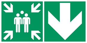 Point de rassemblement flèche droite bas - Pictogramme