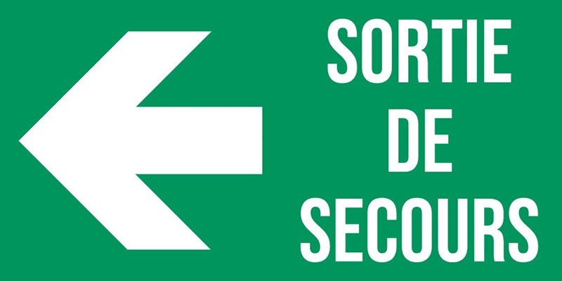 Sortie de secours flèche gauche