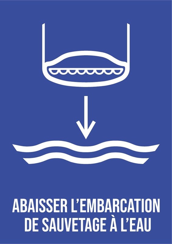 Abaisser l'embarcation de sauvetage à l'eau - Pictogramme
