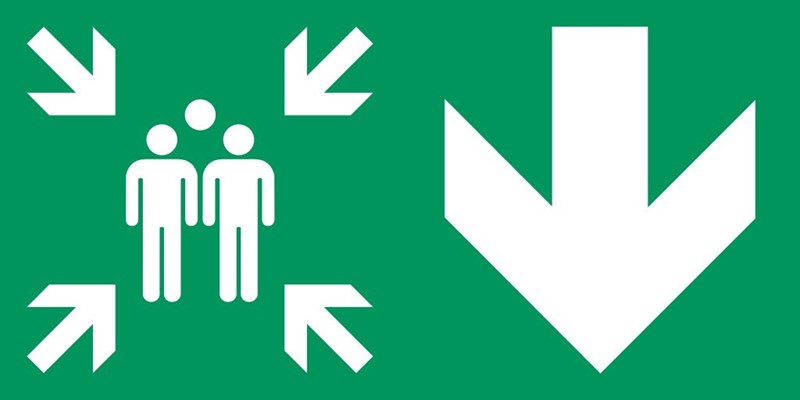 Point de rassemblement flèche droite bas - Pictogramme