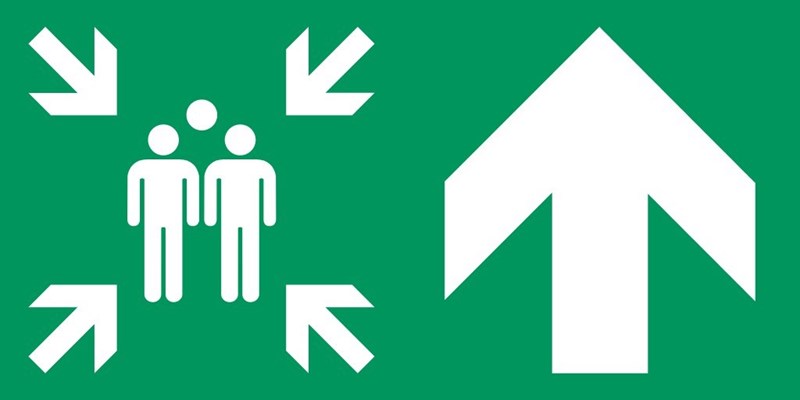 Point de rassemblement flèche droite haut - Pictogramme