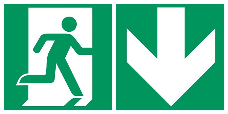 Sortie de secours flèche droite bas - Pictogramme