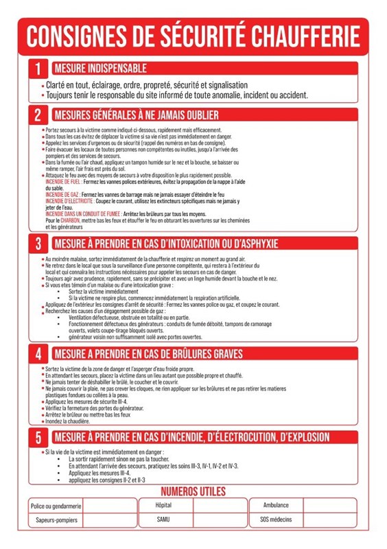 Consignes chaufferie
