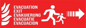 Evacuation incendie camping droite - Pictogramme