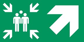 Point de rassemblement flèche droite diagonale haut - Pictogramme