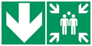 Point de rassemblement flèche gauche bas - Pictogramme