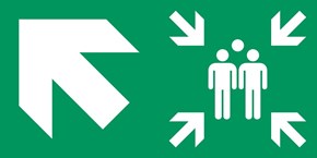 Point de rassemblement flèche gauche diagonale haut - Pictogramme