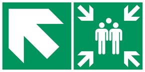 Point de rassemblement flèche gauche diagonale haut - Pictogramme