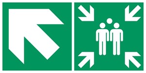 Point de rassemblement flèche gauche diagonale haut - Pictogramme