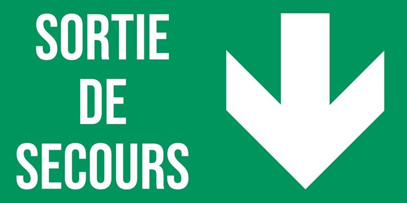 Sortie de secours flèche bas
