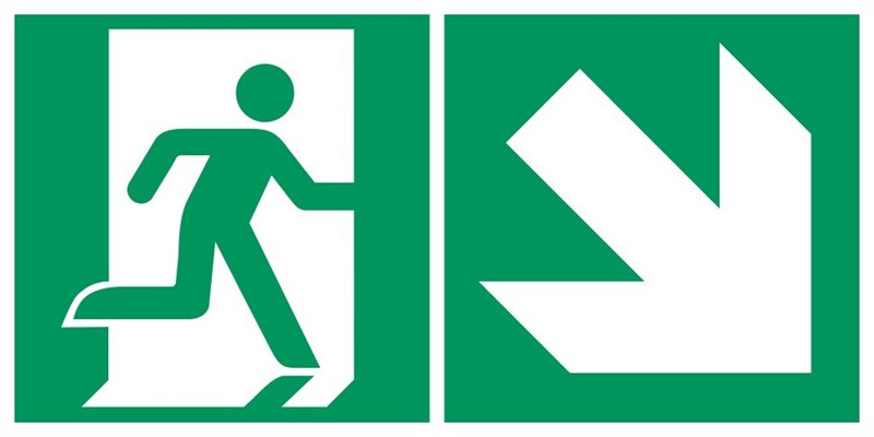 Sortie de secours flèche droite bas - Pictogramme