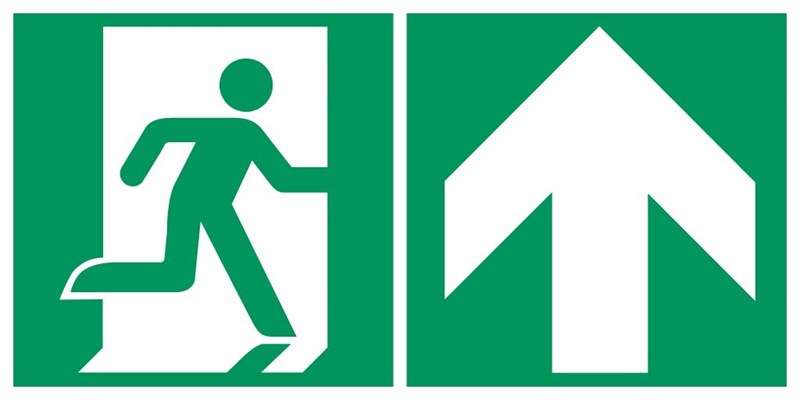 Sortie de secours flèche droite haut - Pictogramme