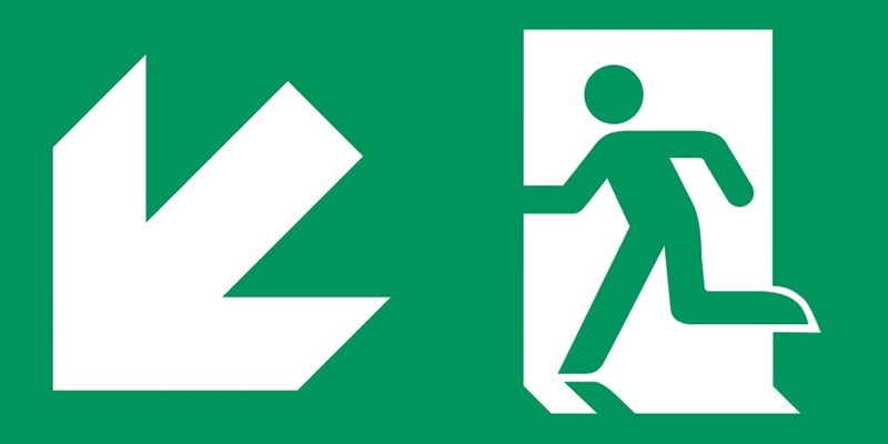 Sortie de secours flèche gauche bas - Pictogramme