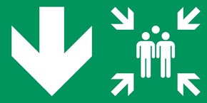 Point de rassemblement flèche gauche bas - Pictogramme