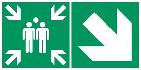 Point de rassemblement flèche droite diagonale bas - Pictogramme