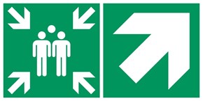 Point de rassemblement flèche droite diagonale haut - Pictogramme