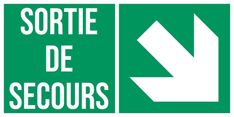 Sortie de secours flèche droite bas