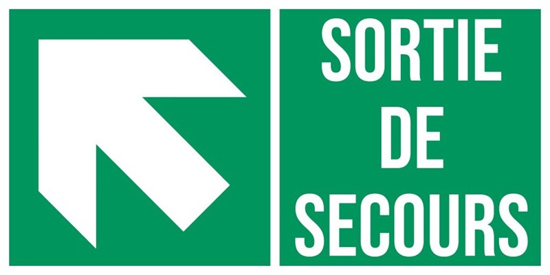 Sortie de secours flèche gauche haut