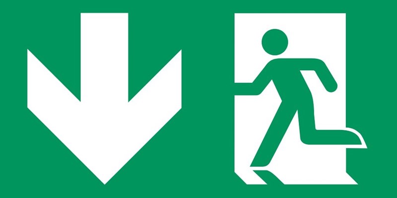 Sortie de secours flèche gauche bas - Pictogramme