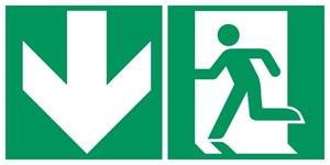 Sortie de secours flèche gauche bas - Pictogramme