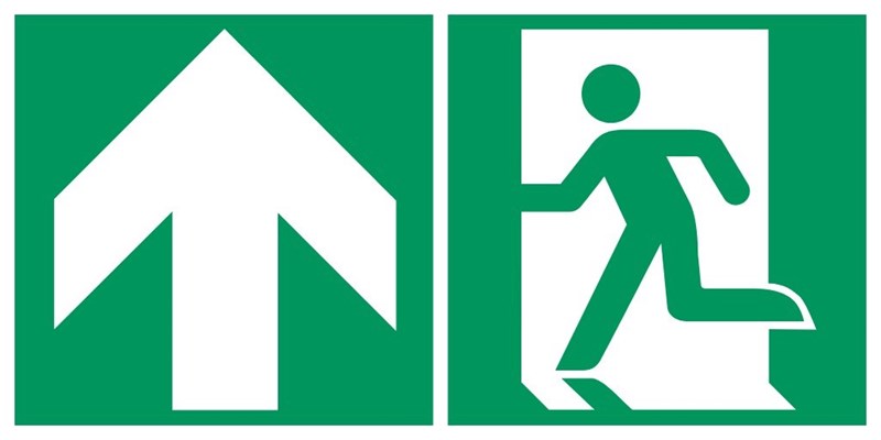 Sortie de secours flèche gauche haut - Pictogramme