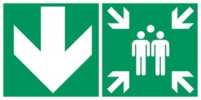 Point de rassemblement flèche gauche bas - Pictogramme