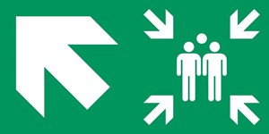 Point de rassemblement flèche gauche diagonale haut - Pictogramme