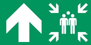 Point de rassemblement flèche gauche haut - Pictogramme