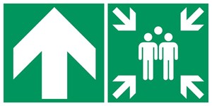 Point de rassemblement flèche gauche haut - Pictogramme