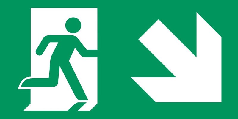 Sortie de secours flèche droite bas - Pictogramme