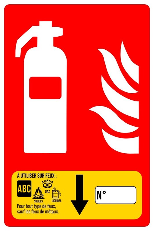 Extincteur type ABC, avec flèche