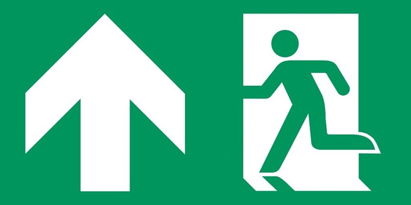 Sortie de secours flèche gauche haut - Pictogramme