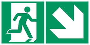 Sortie de secours flèche droite bas - Pictogramme
