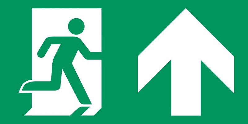 Sortie de secours flèche droite haut - Pictogramme