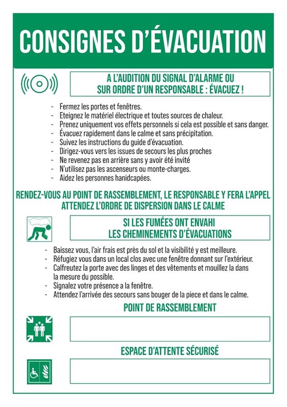 Consigne d'évacuation
