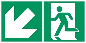 Sortie de secours flèche gauche bas - Pictogramme