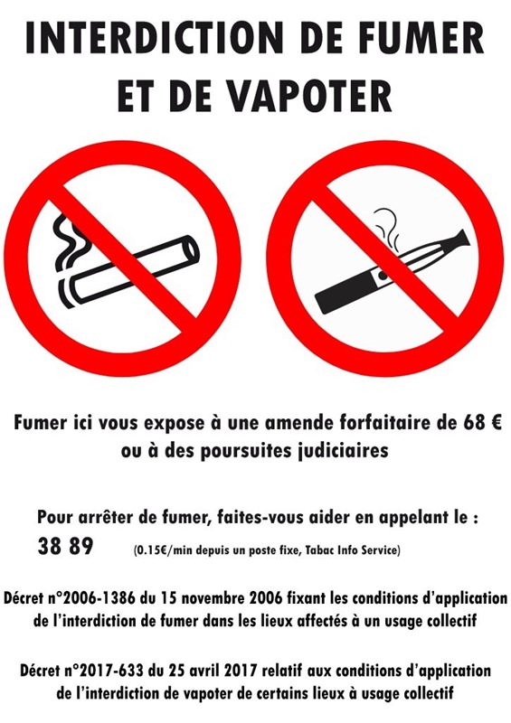 Interdit de fumer et vapoter