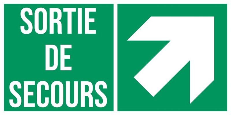 Sortie de secours flèche droite haut