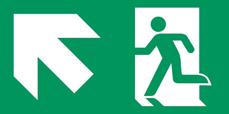 Sortie de secours flèche gauche haut