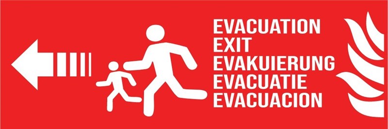 Evacuation incendie camping gauche - Pictogramme